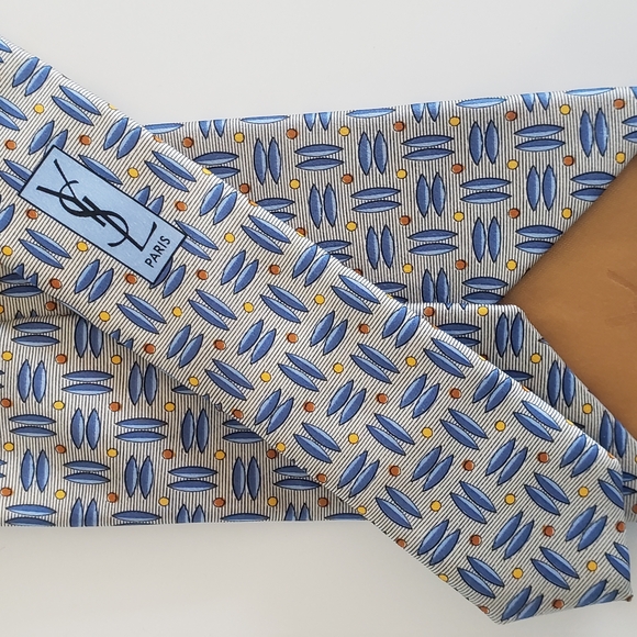 Yves Saint Laurent (YSL) Blue Post Modern Patterned Tie - Vintage - Picture 6 of 7